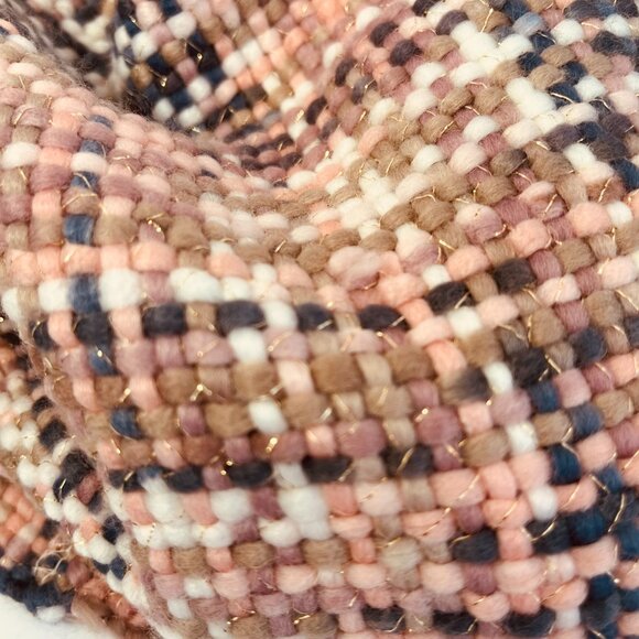 Hand-Woven Infinity Scarf Gold Thread Accents - Picture 2 of 6